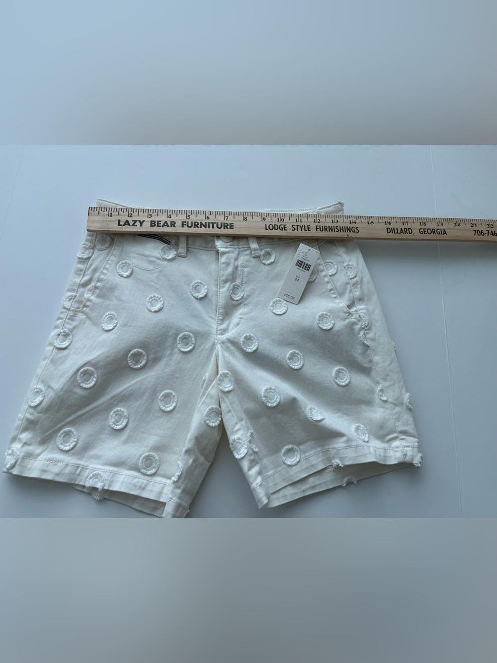 Anthropologie CHINO NWT Embroidered Relaxed Shorts White Size 24 - Picture 6 of 10